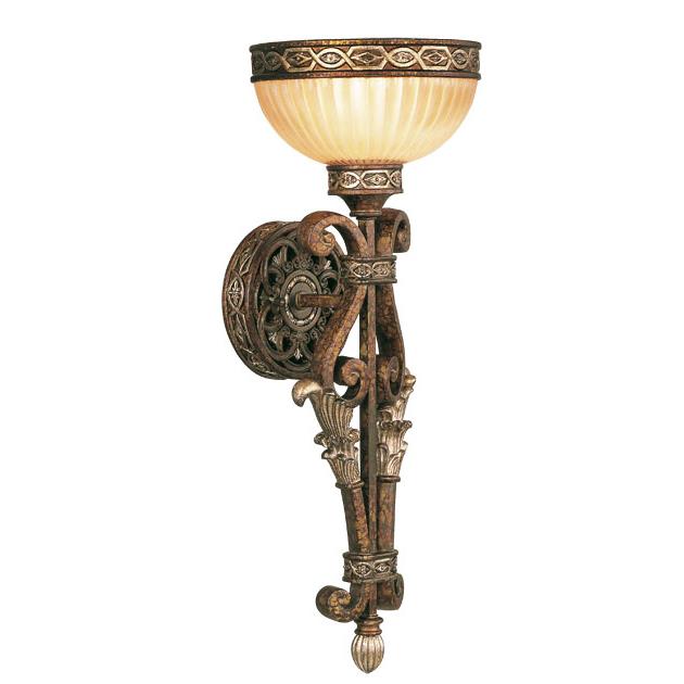 Livex Lighting 8521-64 Seville Wall Sconce in Palacial Bronze with Gilded Accents 